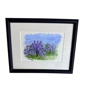 Sanders‎ Signed Original Painting Purple Flowering Trees Landscape Framed Art